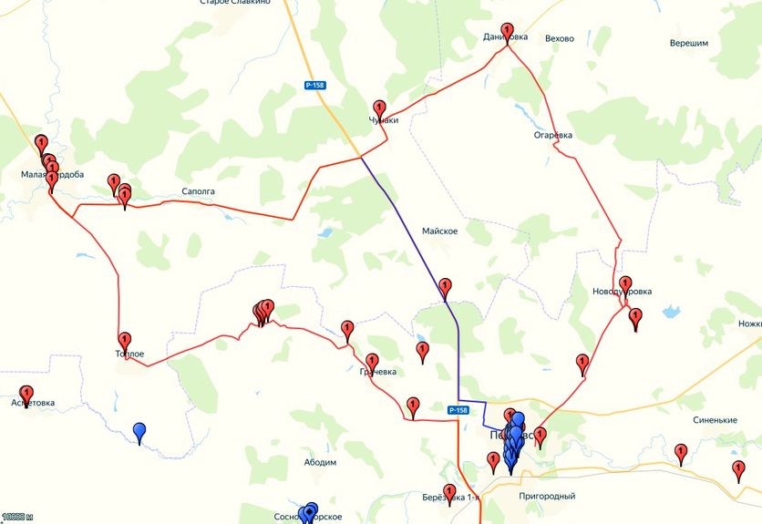 Карта Рейда в Петровский и Малосердобинский районы